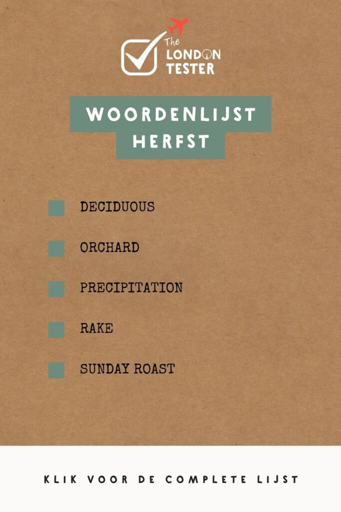 Thema Herfst: Woordenlijst Engels (Gratis Download) || The London Tester